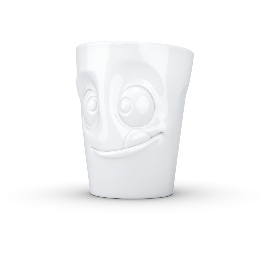 FiftyEight Henkelbecher Mug Lecker weiss